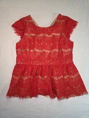 ANTHROPOLOGIE Maeve Women’s Lace Blouse Red Size Medium